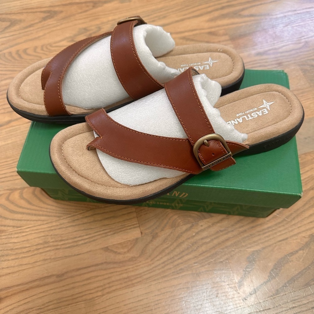 Eastland Brown Leather Tahiti II Memory Foam Women's Sandals 11W *NEW IN BOX* - Picture 4 of 6